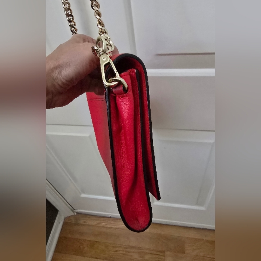 Kate Spade Flynn Red Leather Clutch Cross Body 10 x 7.5 x 1.25 - Picture 6 of 17